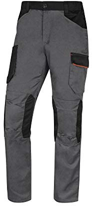 Delta Plus Pantalón de Trabajo Multibolsillos 65% poliéster 35% algodón 245gr Mach 2 Deltaplus M2PA3, Gris-Naranja, S