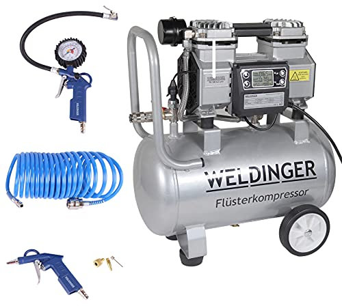 Aktionsset Flüsterkompressor FK 100 alu + Druckluftset 6-teilig 900 W 125 l/min Druckbereich 3-9 bar 5 Jahre Garantie