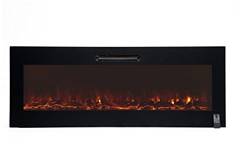 Kekai Chimenea Eléctrica de Pared Empotrable para Interior 2000W Oregon 127x16x48 cm con Simulación de Fuego 2 Niveles con Mando