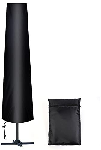 AiQInu Copertura per ombrellone per Ø 300 cm, Tessuto Oxford 210D Neracopertura ombrellone da giardino con Custodia, Resistente alle Intemperie, Resistente ai raggi UV, Resistente alla neve
