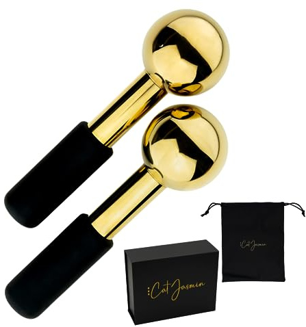 Cat Jasmin Facial Ice Globes Stainless Steel for Face and Eye, Reduce Redness and Wrinkles, Ice Globe Facial Roller for Home and Spa