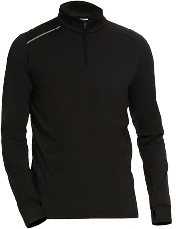 AMZSPORT 1/4 långärmad sporttröja för män, golf, cykling, 123030-svart, XXL