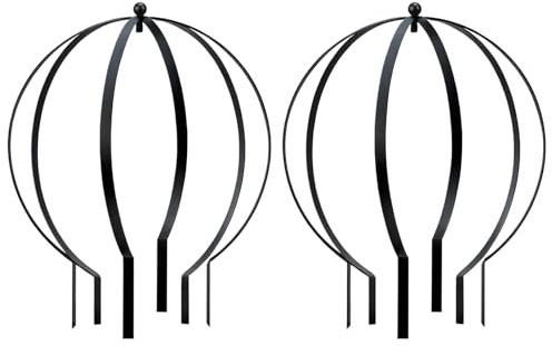 HEYTIMI 2 Pcs Large Metal Trellis Obelisks Sturdy Round Circle Trellis for Climbing Plant Support Indoor Outdoor Potted Vines, Cucumbers & Flowers, Patio Doorway Garden Decor (Black, 18.50 x15'')
