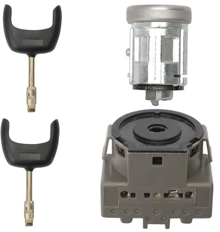 GNXfixt tändningskontakt, lås trumset, tändningskontakt för Fiesta MK5 Focus MK1 Fusion Mondeo MK3 Transit Connect Transit MK6, låscylinder, styrlås, cylinderlås, set med 2 nycklar
