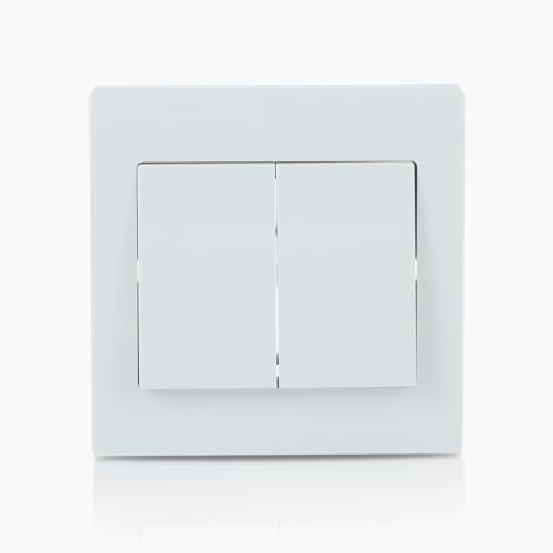 ABB Inora 2 Gang Light Switch • 2 Way Premium 10AX Switch • Single Pole • Timeless Design for Home and Business • White • Safe, Reliable, and Functional