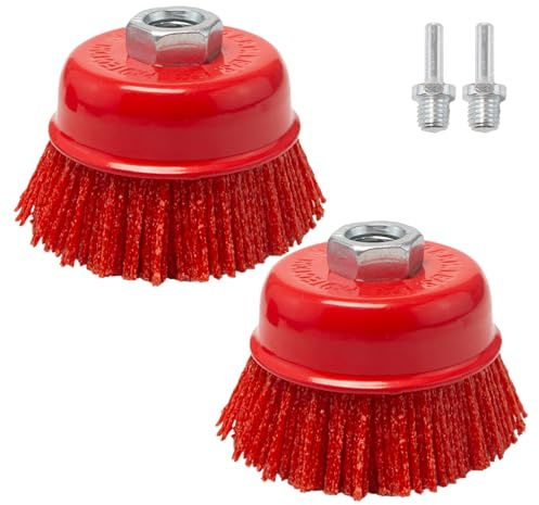 Pilikoll 2 st Ø 75mm Pot Brush Wire Brush Vinkelslipmaskin Nylon med invändig tråd M14x2 Nylon Borste Vinkelslipborste Nylo Borste Borr för rostborttagning Metallpolering Rengöring | med inre gänga M14 x 2, nylonborste borrmaskin för borttagning av rost metallpolering rengöring