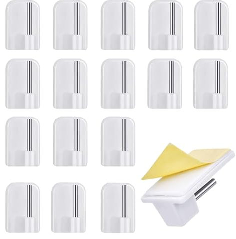 MZOYOURO 20 ganci autoadesivi per tende, ganci autoadesivi per tende, ganci per finestre, ganci per porte e porte, ganci autoadesivi per tende per bagno, camera da letto, cucina