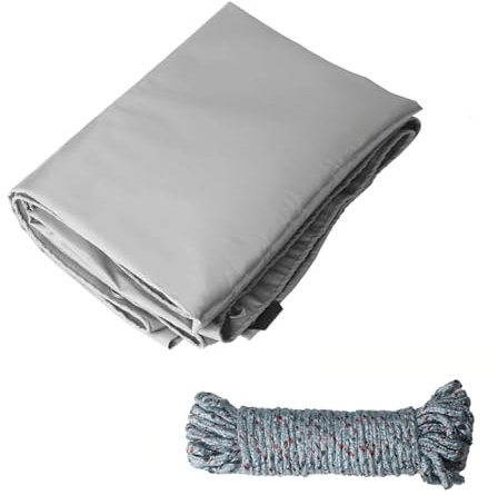 COEWUR Lona Impermeable Exterior 420 g/m² Lona de Protección con Ojales y 10m Cuerda 2 x 2m Lonas Resistente a Los Rayos UV para Piscina Coche Barco Madera Muebles de Jardín (Gris)