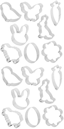 Ciieeo 2sets Stainless Steel Cookie Molds Biscuit Cutters Easter Cookie Cutters Stamps