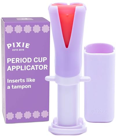 Pixie Menstrual Cup Applicator - Inserts Like A Tampon - Every Woman Can Now Use Period Cups - Perfect for Long Nails - Self Sanitizer TPE Properties - Travel Case (Cup Applicator)