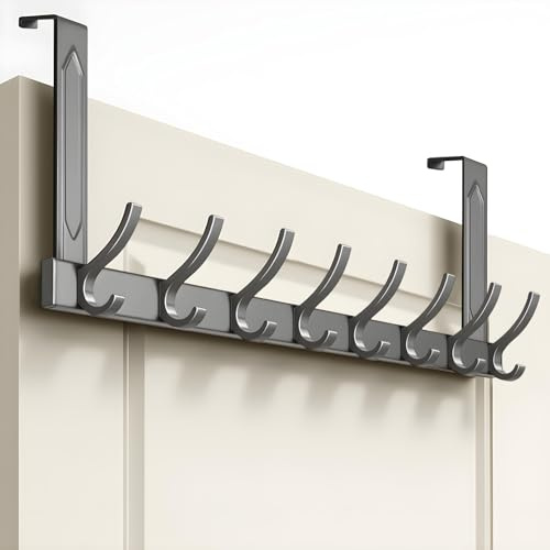 shungran Over Door Hanger with 8 Hooks,Door Coat Hangers Hooks, Heavy Duty Doors Towel Rack for Bathroom,Coats,Bags,Clothes