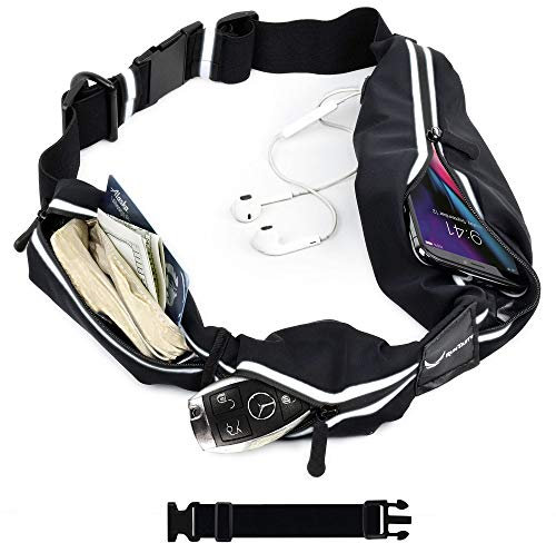 Ultimate 3-Pocket Runners Fanny Pack w/RFID Sleeve – Fits iPhone & Android – No Bounce, Water-Resistant, Sleek & Secure Running Belt for Fitness, Travel & Active Lifestyles