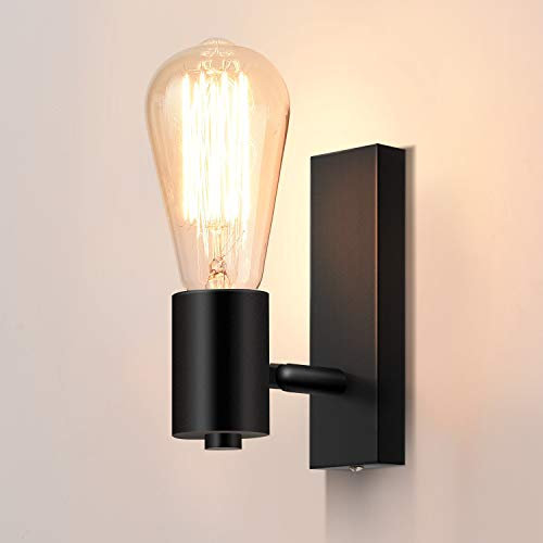 Lightess Applique Murale Intérieur Industrielle Spot Mural Rotation de 90 ou 360 Degrés Design Rétro Luminaire Murale Métal Eclairage Mural pour Restaurant Cuisine Couloir Café Bar E27 (Sans Ampoule)