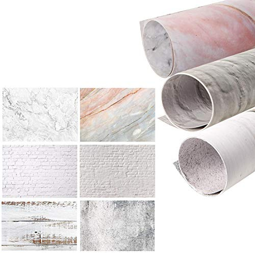 Selens 56 x 89 cm 2-in-1 Food Photography Backdrop Background 3Pcs | marble Wood Cement Brick Wall Paper Photo Studio for Flat Lay Product Props YouTube Video Vlog Jewelry Cosmetics