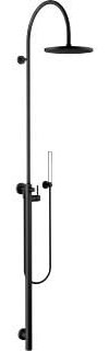 Dornbracht Duschstele mit Brause-Einhandbatterie, Ausladung Standbrause 450 mm, Kopfbrause 300 mm, Farbe: Schwarz Matt - 26024661-33