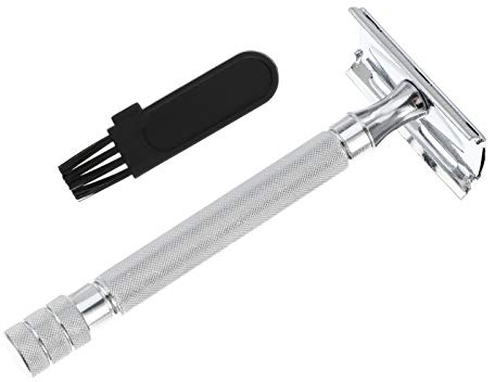 Doppelkanten-rasierapparat aus Metall für Herren Wiederverwendbarer Rasierer mit Rutschfestem Griff Manuelles Rasiermesser für Gesicht und Bart Retro Design Rostfrei und Langlebig