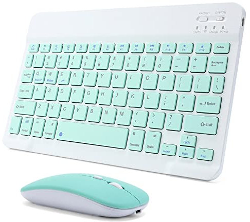 Clavier et souris Bluetooth rechargeables pour iPad, clavier souris portable sans fil ultra fin pour iPad Pro Air Mini iPhone Samsung Tablette téléphone portable Android, iPadOS/iOS 13 et supérieur