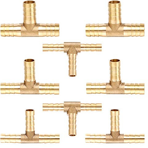 Anruyi 8 Connettori per Carburante, 6/8/10/12 mm, Adattatore a T a 3 Vie per Gas, Pneumatico, Spinato per Aria, Acqua, Olio