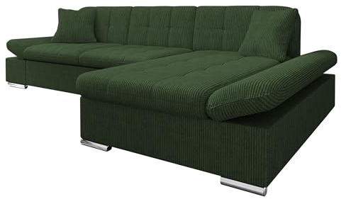 Mirjan24 Ecksofa Malwi Cord mit Regulierbare Armlehnen, L-Form Sofa mit Schlaffunktion und Bettkasten, Design Eckcouch, Wohnlandschaft, Couch (Poso 14, Seite: Rechts)