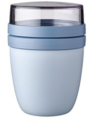 Mepal Overnight Oats jar - Practical Yoghurt Cup & Muesli Cup - Separate Compartments for Yoghurt & Muesli - Suitable for Freezer, Microwave & Dishwasher - 500 ml + 200 ml - Nordic Blue