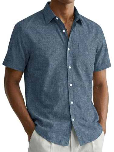 COOFANDY Mens Shirts Short Sleeve Summer Shirt Regular Fit Casual Shirts Holiday Shirt with Pocket