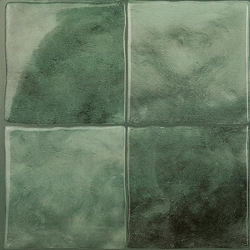 Smart Tiles Azulejos Adhesivos Cocina y Baño – Zellige Verde, Baldosas Vinílicas Autoadhesivas 3D, Paneles Decorativos para Pared, 5 Vinilos 22,86x22,86 cm, Fácil Instalación, fabricada en Canadá
