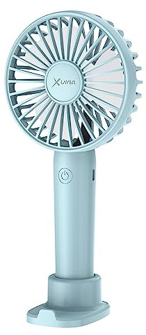 XLayer Mini Handventilator I Tischventilator I Wiederaufladbar I Tragbarer Akku Ventilator leise I 3 Geschwindigkeiten I Mini Ventilator für Reisen, Büro, Festival, Camping I Geschenke für Frauen