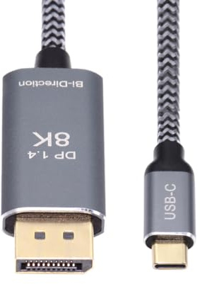 cablecc Cable reversible HDTV de 8K a 60 Hz, DisplayPort DP a USB 3.1 tipo C, pantallas USB-C macho para monitor de laptop de 1,8 m