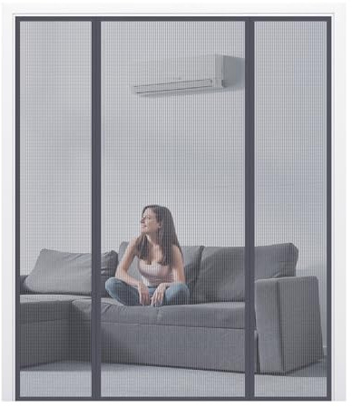 Extra Large Fiberglass Magnetic Screen Door for Sliding & Patio Doors – Heavy Duty Double Opening Mesh, Strong Magnets, Ideal for Large Openings, Gray
