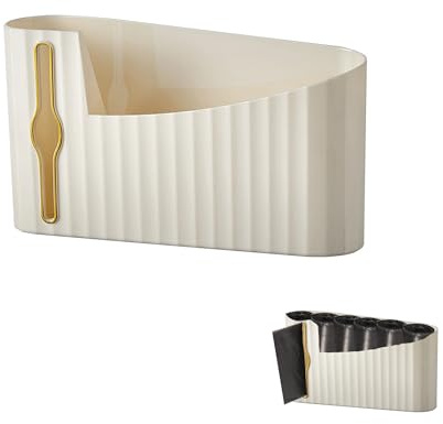 TINGWEN Organiseur de sac poubelle mural Distributeur de sac poubelle autocollant mural Support de sac poubelle domestique Pour sacs poubelles en plastique,maison,cuisine,salle de bain (blanc)
