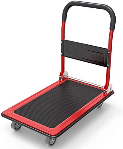 CCYENG Lagerregal-Plattform, tragbarer Push-Pull-Wagen, einfach zusammenklappbarer mobiler Kleiner Plattformwagen aus Stahl, kollisionssicheres, rutschfestes Design,