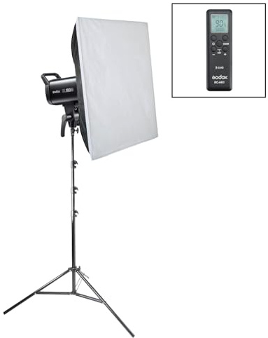 Godox SL100Bi Single Softbox LED Lighting Kit - 100W, 2800K - 6500K, CRI 95+, TLCI 97+, 120° Beam Angle, 8 Lighting FX (Bowens S-Type Fitting)