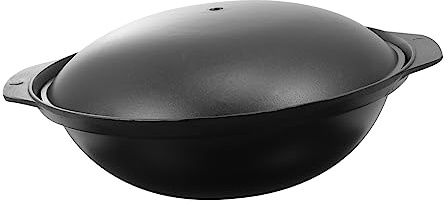 Cast Aluminum Casserole with Lid for Clay Pot Rice, Black