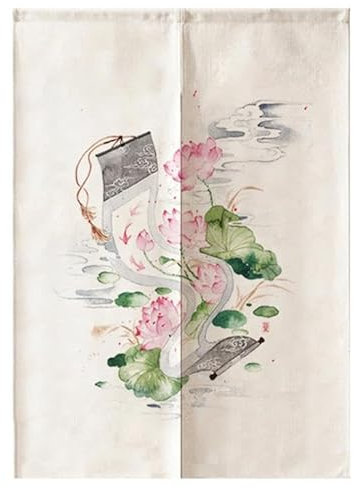 Küchenvorhänge Rosa Grauer Lotus Scheibengardinen Polyester Vorhänge Kurz Waschbar Raumteiler Vorhang Türvorhang Langlebig Küchenvorhang Kurze Gardinen Verdickung Tür Vorhang 80x200cm