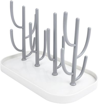 Trockenständer Babyflaschen, Vertical Baby Bottle Drying Rack, Trockenständer für Bottle mit Abtropfschale, Abnehmbarer, BPA frei zum Trocknen von Babyflaschen, Saugern, Bechern und Zubehör(Grau)