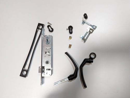 Set completo per porta in acciaio (maniglia su entrambi i lati), serratura (DIN sinistra/destra trappola e chiavistello centrale) cilindro profilato