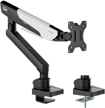 Humanex Monitor Arm, Adjustable PC Monitor Stand fit 17-40 Screens, Load Capacity 2-12kg, Desk Mount with Cable Management, for Gaming or Working, 75/100 Vesa Mount, Black and White
