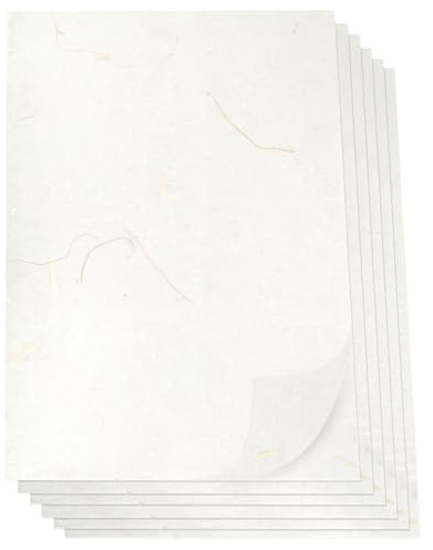 A4 Rice Paper, 50 Sheets Mulberry Natural Plant Fibers Textured Printable Washi Paper for Crafts Writing Painting Gift Wrap Card Making (Ivory-Straw)