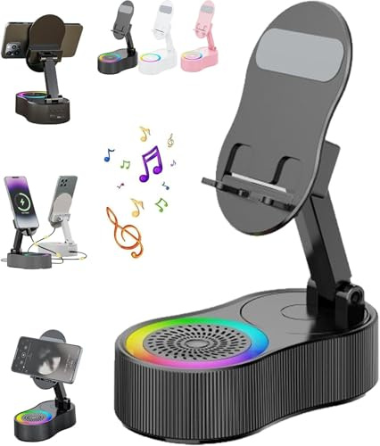 SonicDrop Dock – Magischer Lautsprecher & Ladeständer, kabelloser Induktions-Audio-Bluetooth-Lautsprecher, Telefon-Lautsprecherständer, faltbarer Handy-Ständer für Zuhause und draußen (schwarz)