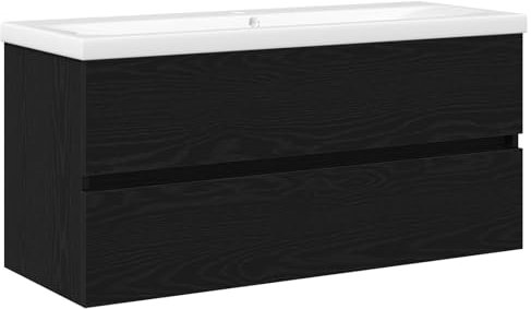 vidaXL Diskho skåp med dörr Svart ek 100 x 39 x 62 cm Konstruerat trä, Badrumsförvaring, rektangulär handfatsskåp, moderna organiserare, eleganta möbler, platsbesparande