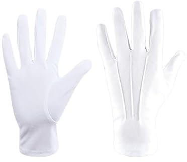 Azlanway Weiße Baumwollhandschuhe, 3 Paar wiederverwendbare weiche formelle Handschuhe, atmungsaktive Inspektionshandschuhe für Polizeiuniform, Parade, Catering, Magier, Hochzeit, Zeremonie oder
