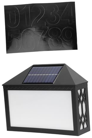 SEWACC 1 Ensemble Lampe de Numéro de Porte Solaire LED Éclairage Numérique Muraux Décoratif pour Maison à Eau avec Autocollants de Chiffres et Lettres pour Identifier Votre Adresse