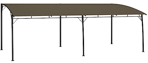 Qnhdfrt Pergola - Toit de terrasse - 6 x 3 x 2,55 m - En acier revêtu par pulvérisation - Avec toit pare-soleil en polyester taupe - Robuste - Pour les fêtes en plein air, abri de voiture et barbecue