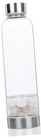 Gatuida Bottiglia Acqua Vetro Cristallo Naturale Bottiglia Acqua Energetica Pietre Preziose Colorate Tazza Idroterapia Vetro Colore Casuale