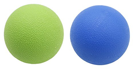 Bola de masaje miofascial de lacrosse de tejido profundo para espalda y cuello, color azul y verde