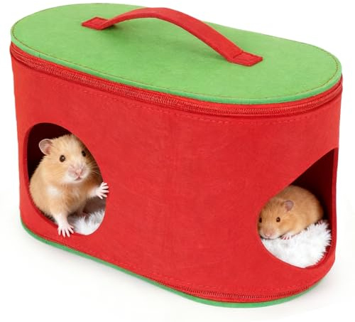 LAIRIES Christmas Guinea Pig Hideout, Large Cozy Bed, Warm Small Animal Cage House for Chinchilla, Hamster, Ferrets, Hedgehog, Rats and Other Small Pets