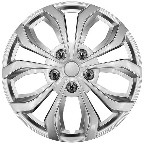 Wisgol Universelle Radkappen, 4er-Set, kompatibel mit Stahlfelgen, Snap-On Design, (Silber, 17 Zoll)
