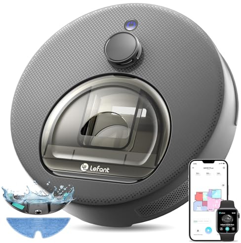 Lefant M330 Plus Robot Aspirador y Fregasuelos 3 en 1, 5000 Pa, 150 min | Navegación dToF, Depósito 450 ml, Robot Aspirador para Alfombras, Pelo Mascotas, WiFi/Alexa/App, Gris
