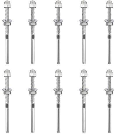 Ciieeo Kit de 10 Tendeurs Câble Inox à Sertir Embouts Filetés pour Garde-Corps de Terrasse et Rampe d'Escalier