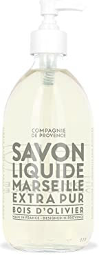 La Compagnie de Provence - Savon Liquide de Marseille 495ml - Parfum Bois d'Olivier - Flacon en Verre - Pour Corps et Mains - Made in France